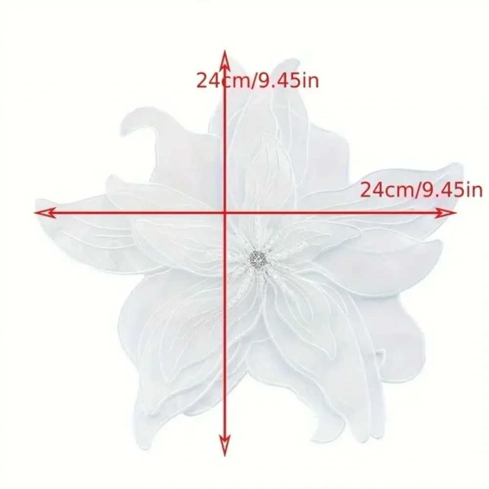White Embroidered Sew-On Appliqué Flower, Craft & Clothing Embellishment, New